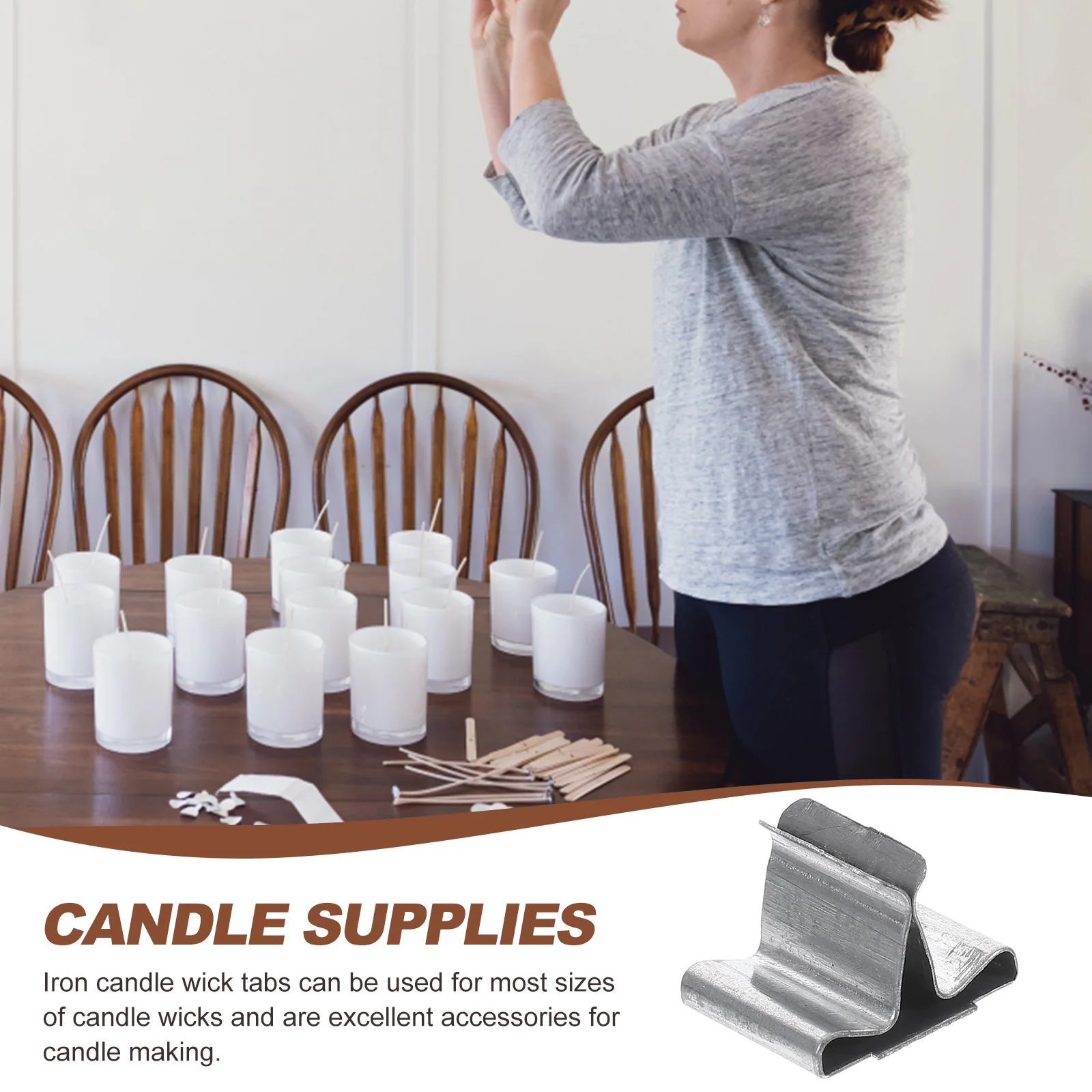 

100pcs Wooden Holders Metal Base Wick Holders Metal Base for Candlemaking Supplies Wax Candles Centered Wick