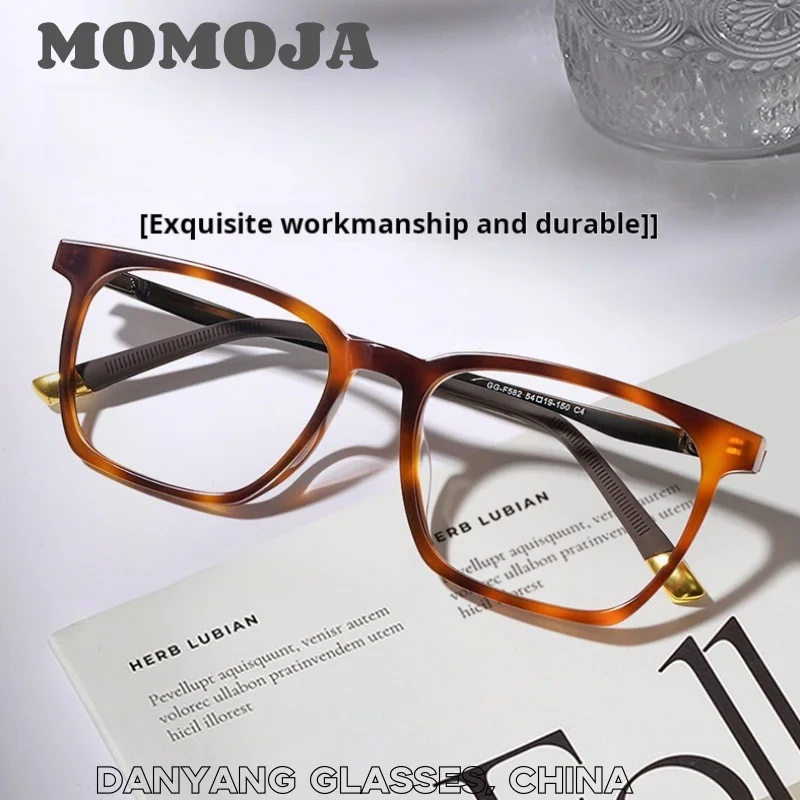 

Men's Women's New Fashion Retro Acetate Glasses Frames Pure Titanium Temples Big Size Myopia Optical Prescription Eyewear F582