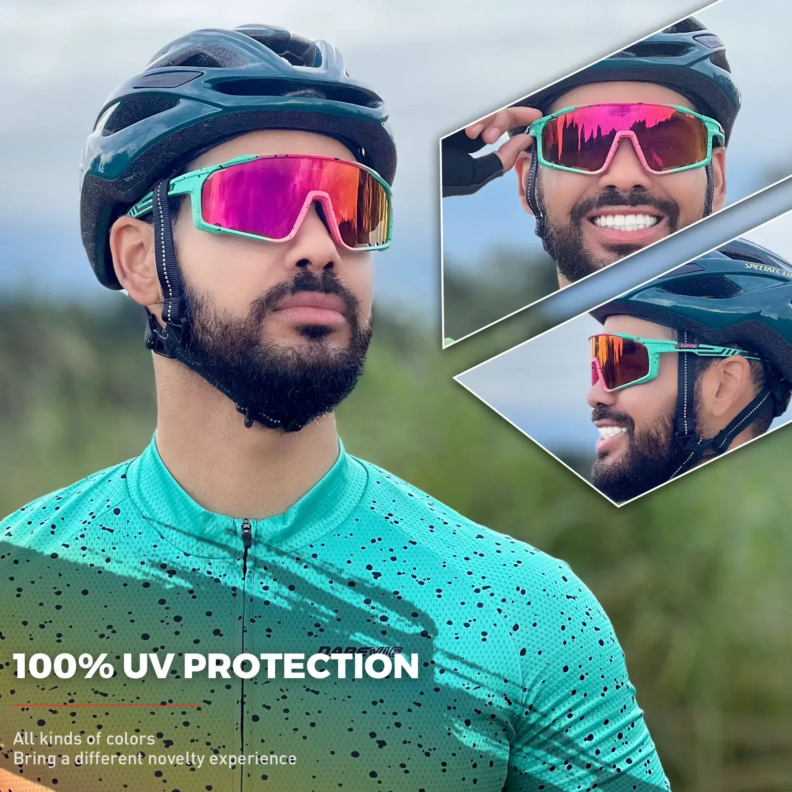 Kapvoe Cycling Glasses Cycling Sunglasses UV400 Polarized Sports Goggles Outdoor Eyewear Built-in Myopia Frame Bicycle Glasses