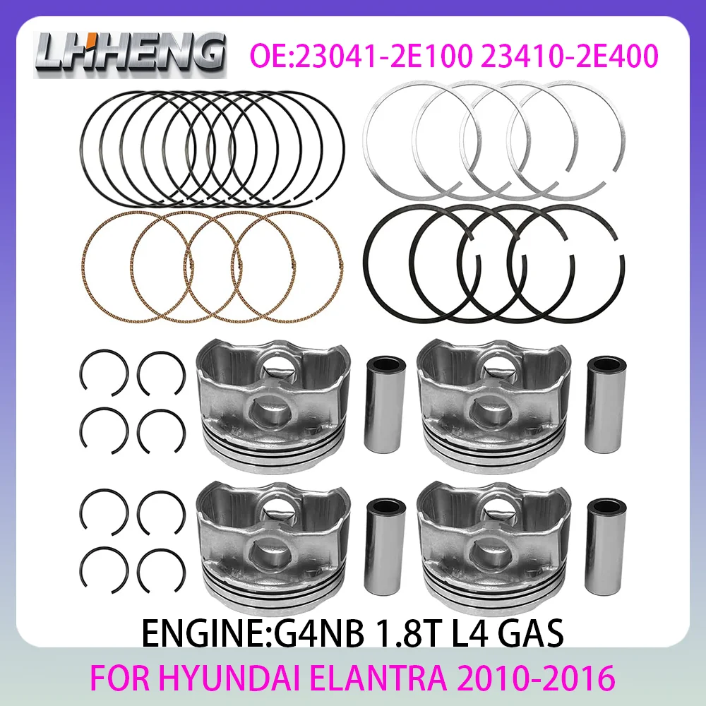 Juego de pistones y anillos de pistón de motor G4NB para HYUNDAI ELANTRA V Coupe ELANTRA V Saloon 1.8L 1.8 L T L4 GAS 2010-2016 23041-2E100