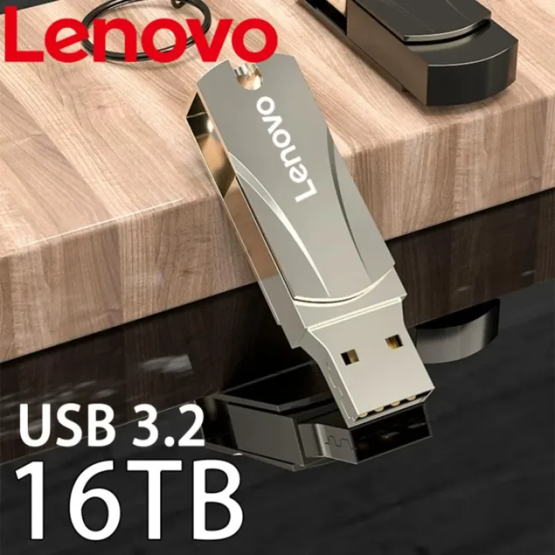 

Lenovo 16TB 3.0 USB-накопитель Металлический высокоскоростной флэш-накопитель 2 ТБ 128 ГБ Водонепроницаемый USB-накопитель Type-C для компьютерных устройств