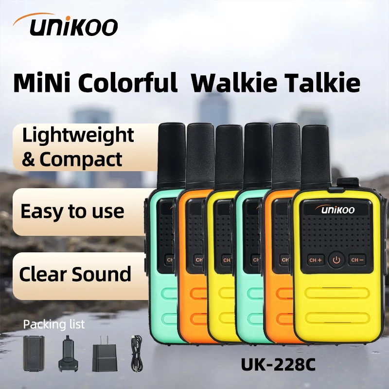 

UNIKOO UK228C 6PCS Walkie Talkie Mini Portable Handheld Radio Wireless Set Two Way Radio Communication Equipment for Camping