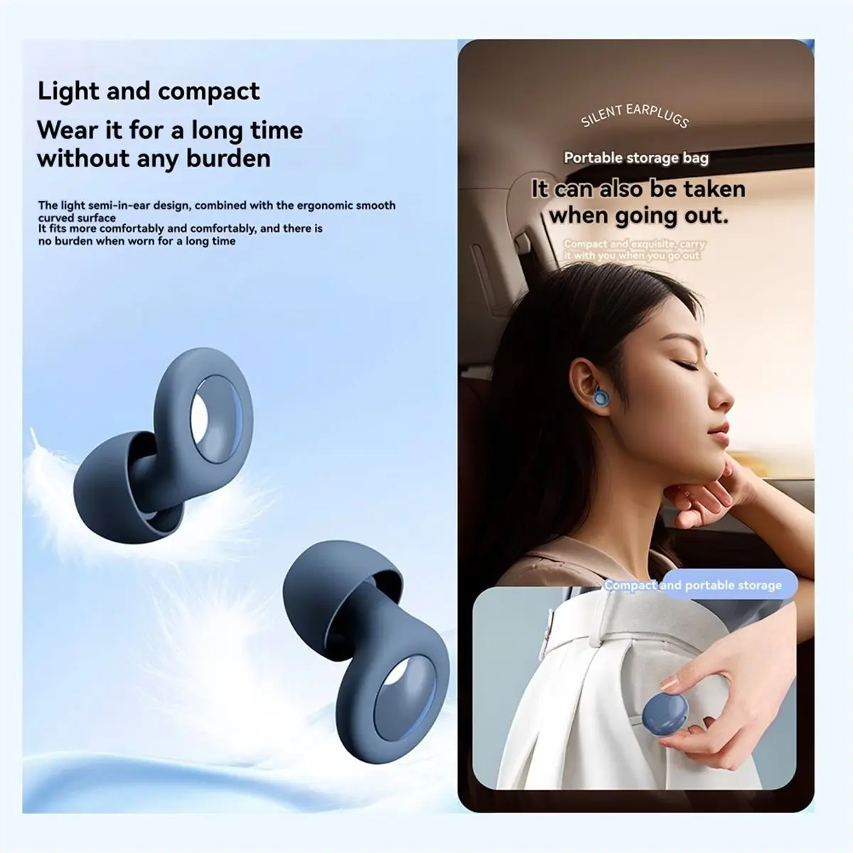 A86G NEW Noise Cancelling Ear Plugs for Sleeping for Noise Reduction for Work Study Travel Comfortable Sleep Earplugs White