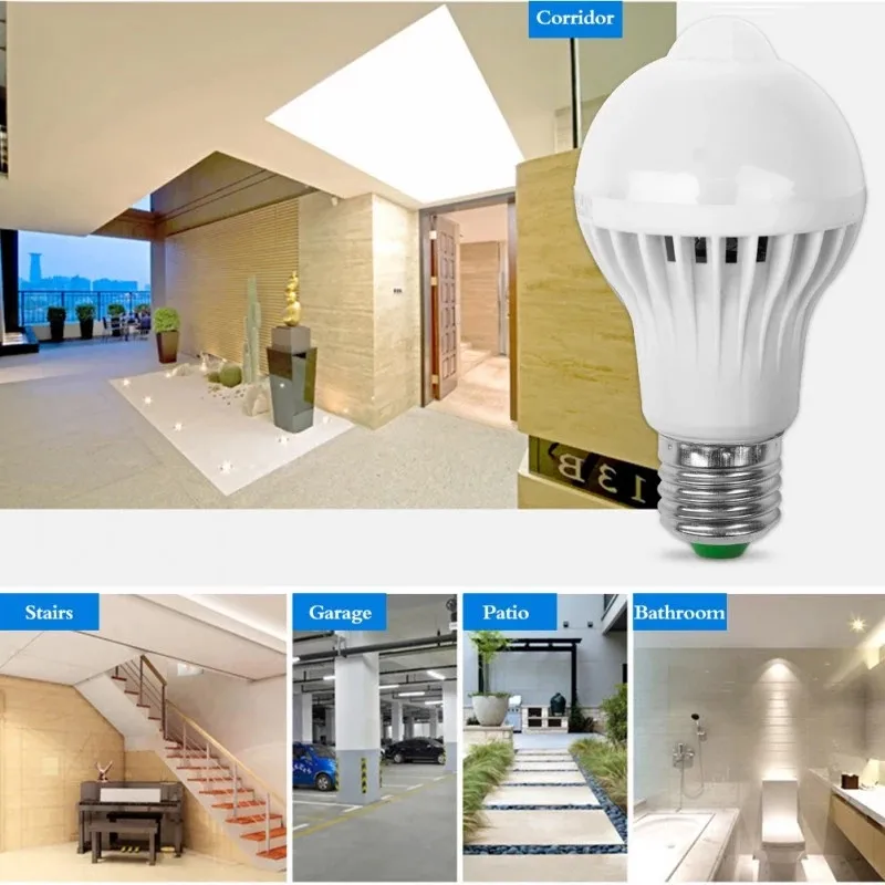 E27 LED PIR Motion Sensor Lamp Smart Light Bulb 3W 5W 7W 9W 12W AC 220V Led Lamp Night Infrared Body Sound Light For Home Stair