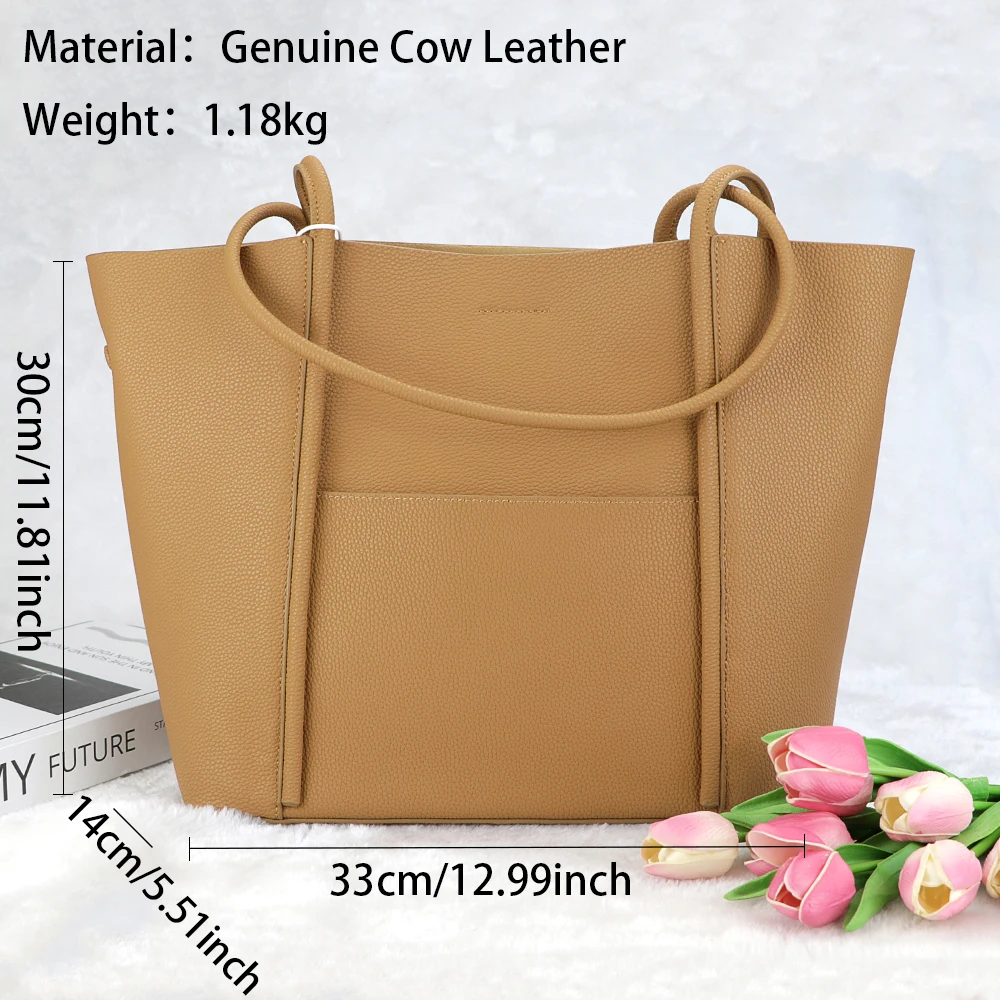 Royal Bagger Fashion Casual Tote Bags for Women Genuine Leather Shoulder Bag Large Capacity Commuter Handbags 2060