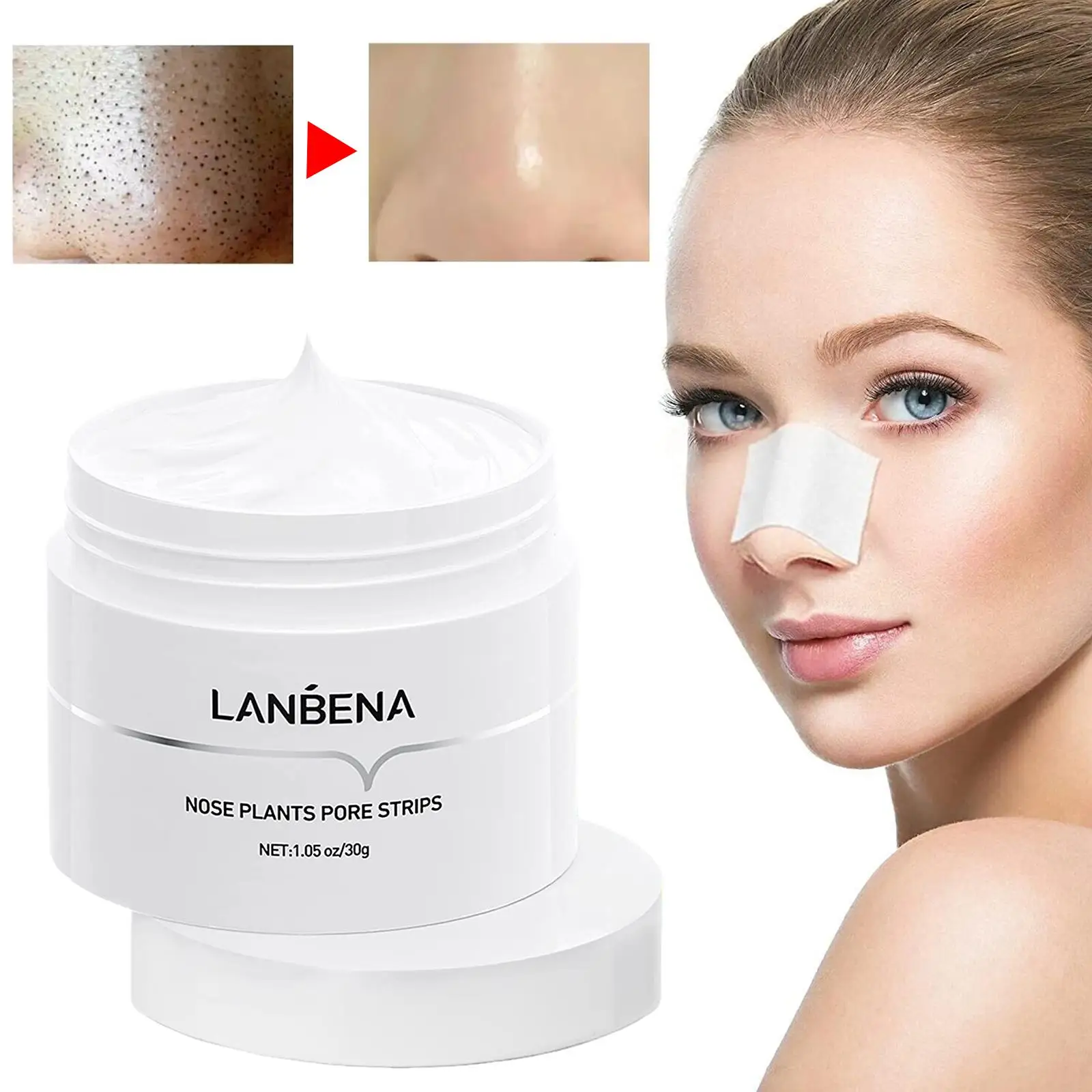 Lanbena Mee-Eter Verwijderaar Neus Masker Porie Strip Zwart Masker Peeling Anti Acne Behandeling Diepe Reiniging Huidverzorging 60 Stuks Papier