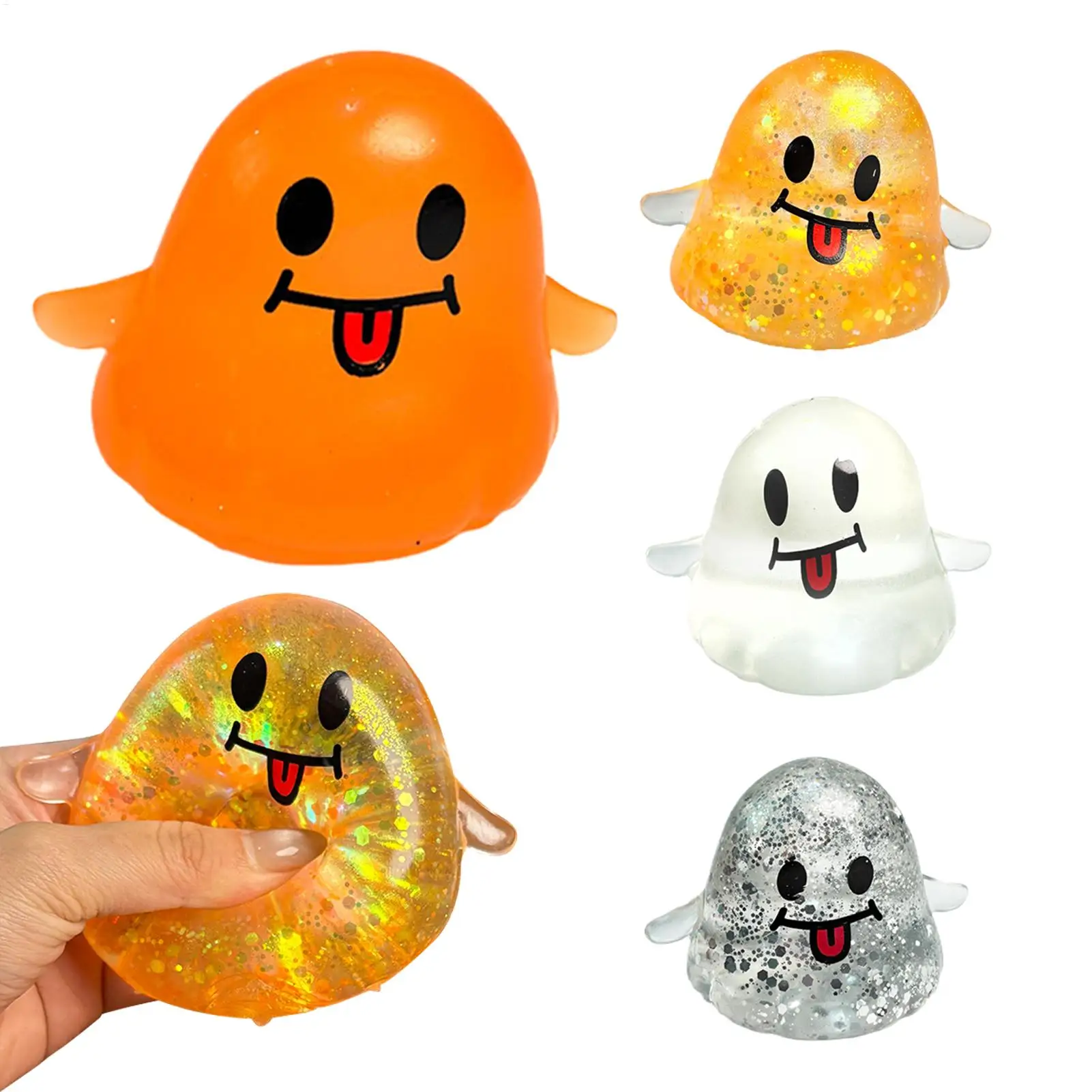 4 Uds juguetes antiestrés fantasma descomprimir juguete sensorial suave Fidget Squeeze lindo para adultos adolescentes niños niñas niños regalos de Halloween