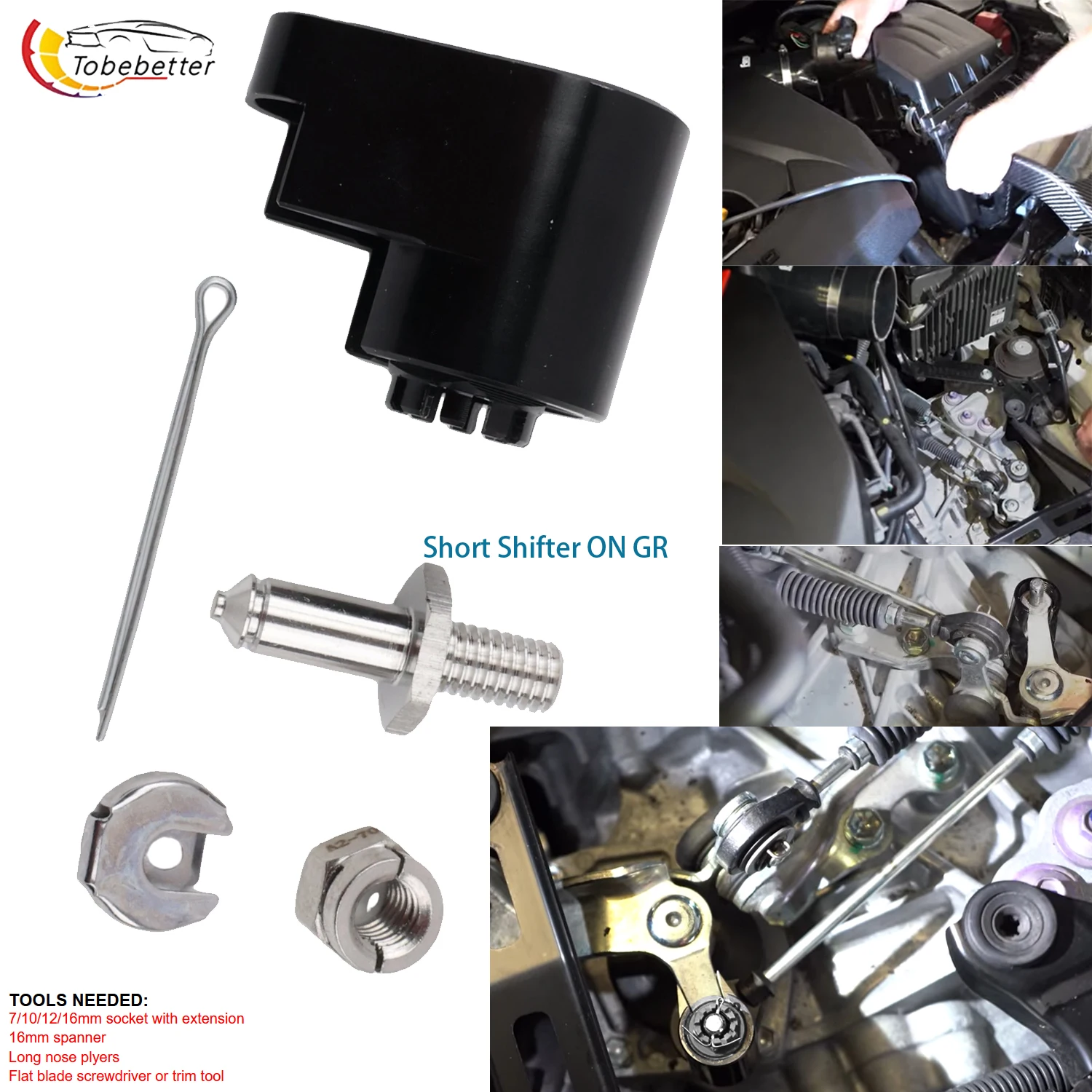 throw short shifter Short Shifter Lever fitting install for toyota Yaris Corolla GR 2021-on G16E-GTS, 3-cyl 1.6L Turbo