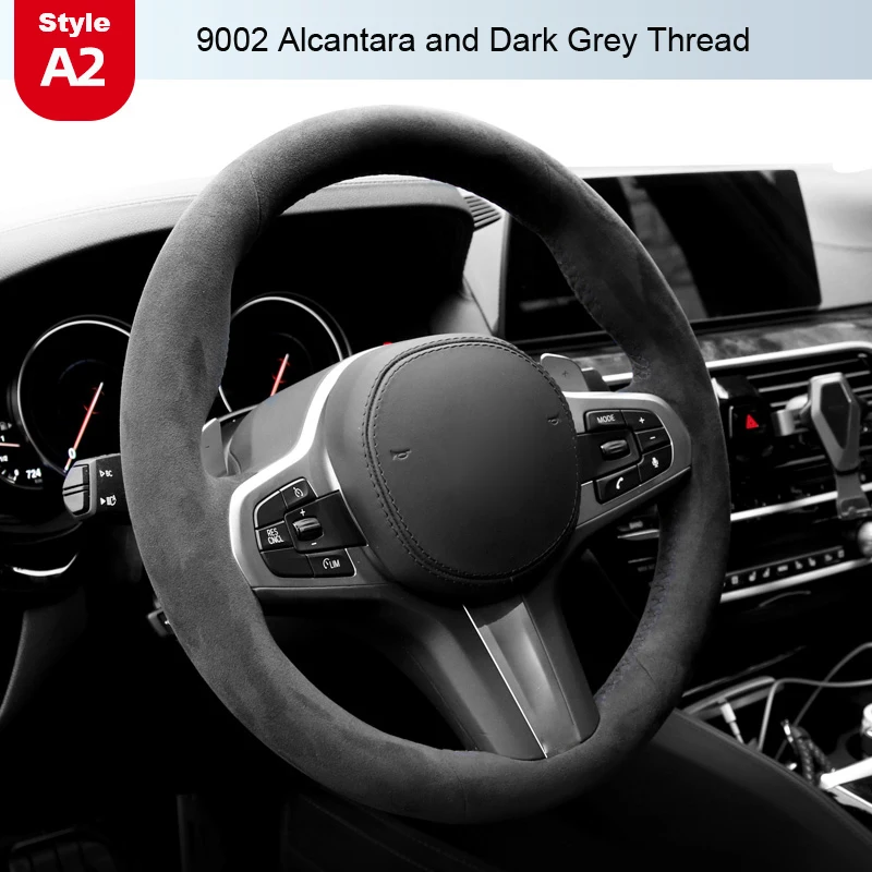 Genuine Leather Steering Wheel Cover Wrap Dark Grey Thread Car Accessoires For BMW G16 G2 G20 G21 G22 G23 G29 G30 G31 G32