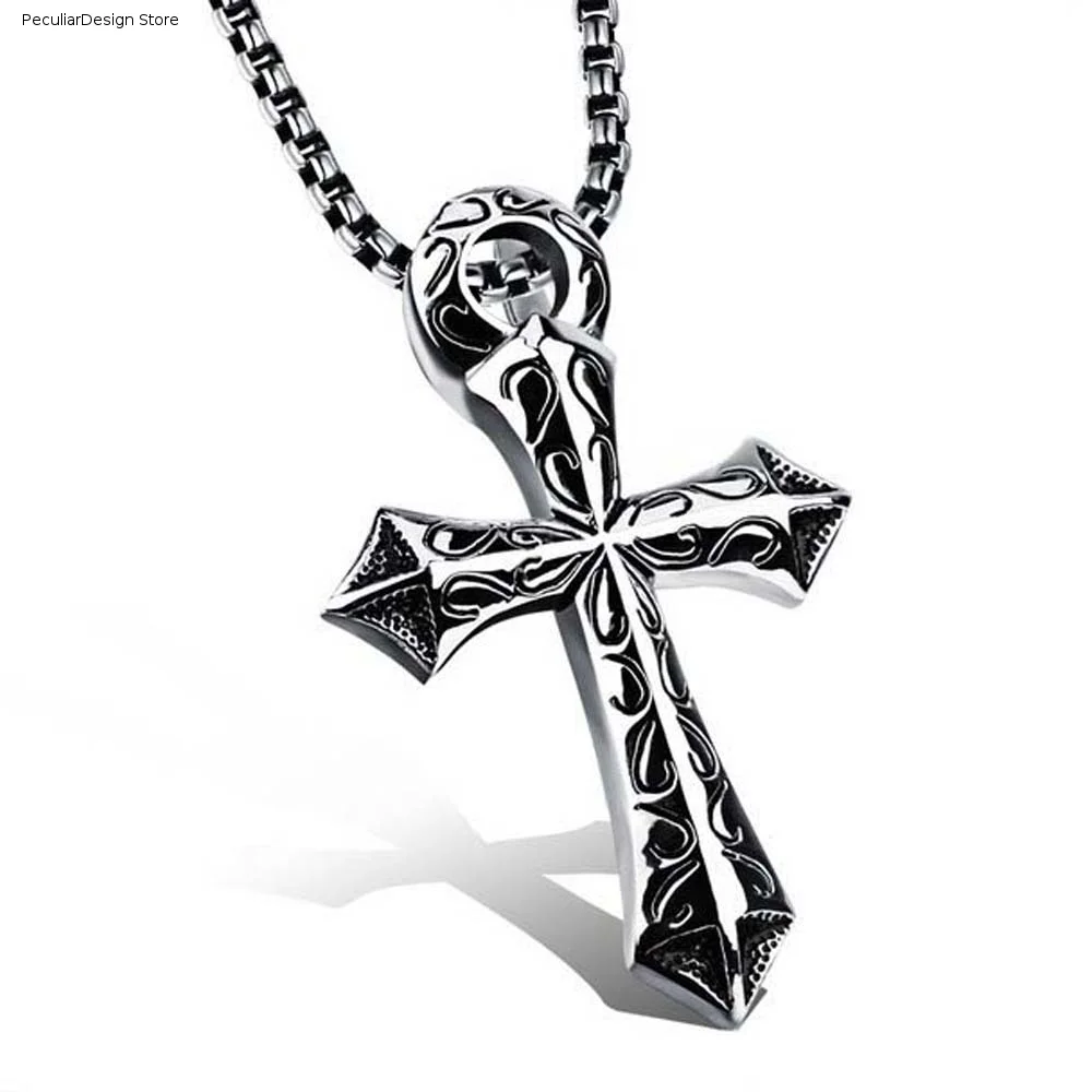 Cross Cross Necklaces Clothing Accessories Steel Casting Charm Cross Clavicle Chains Stainless Steel Flame Cross Choker Pendant