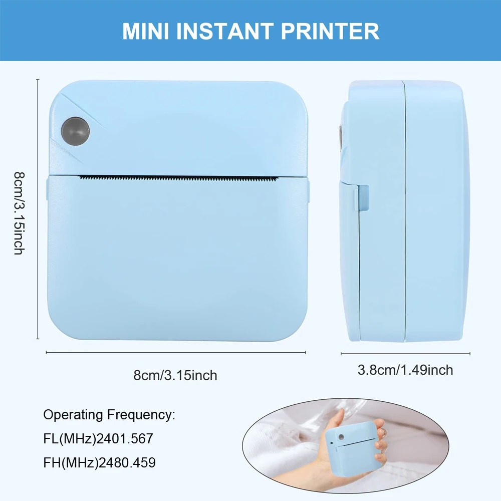 Mini Printer Thermal Adhesive Labels Printer Sticker Bluetooth Mini Pocket Label Notes Printer for Home and Office Android IOS