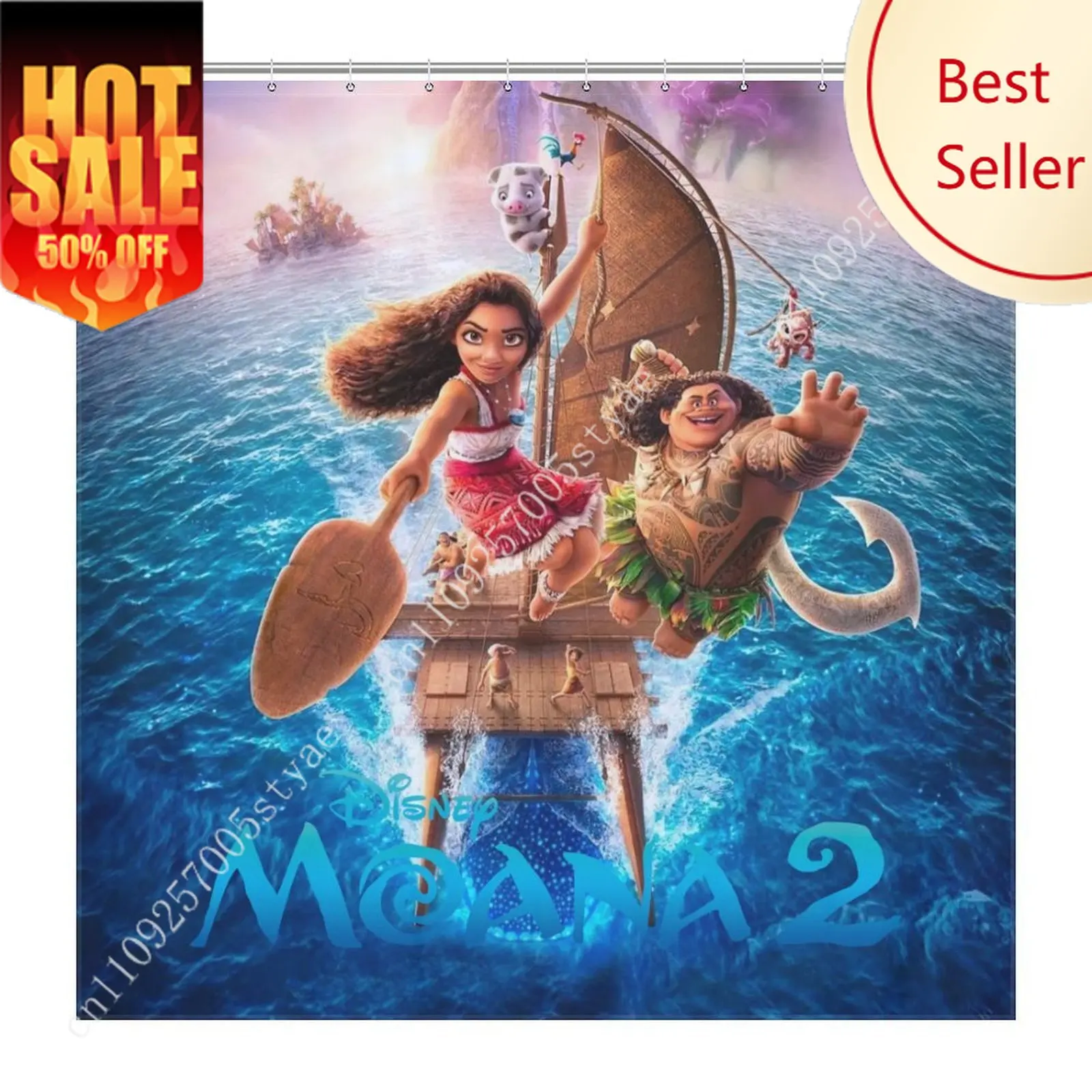 

Moana Shower Curtain 2025 Disney Cartoon Movie Kids Cute Animal Bathroom Home Party Decor Waterproof Custom Moana 2 Bath Curtain