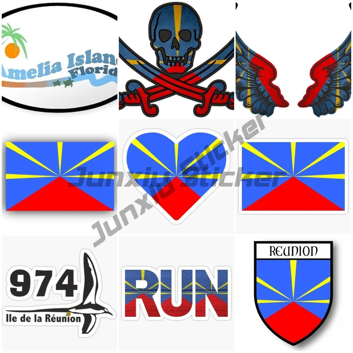 

Personalized Reunion Island 974 Flag Map Decal Motocross Racing Laptop Helmet Trunk Wall Vinyl Car Sticker Die Cutting