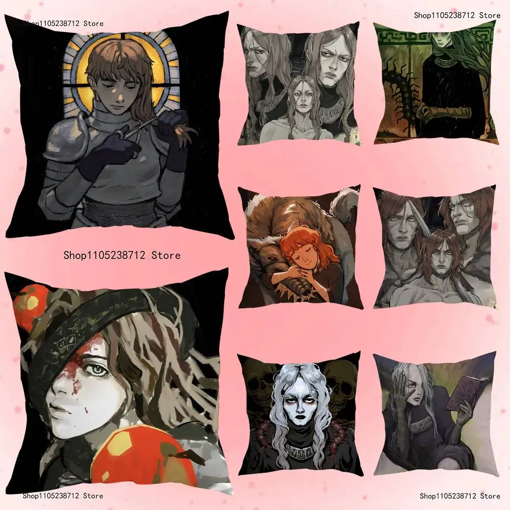 

Game F-Fear H-Hunger Anime Pillow Case Anti-dustmite Pillowcase Invisible zipper silky short plush Sofa cushion cover