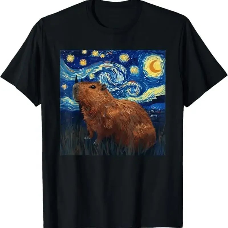 Capybara Van Gogh Style Starry Night T-Shirt