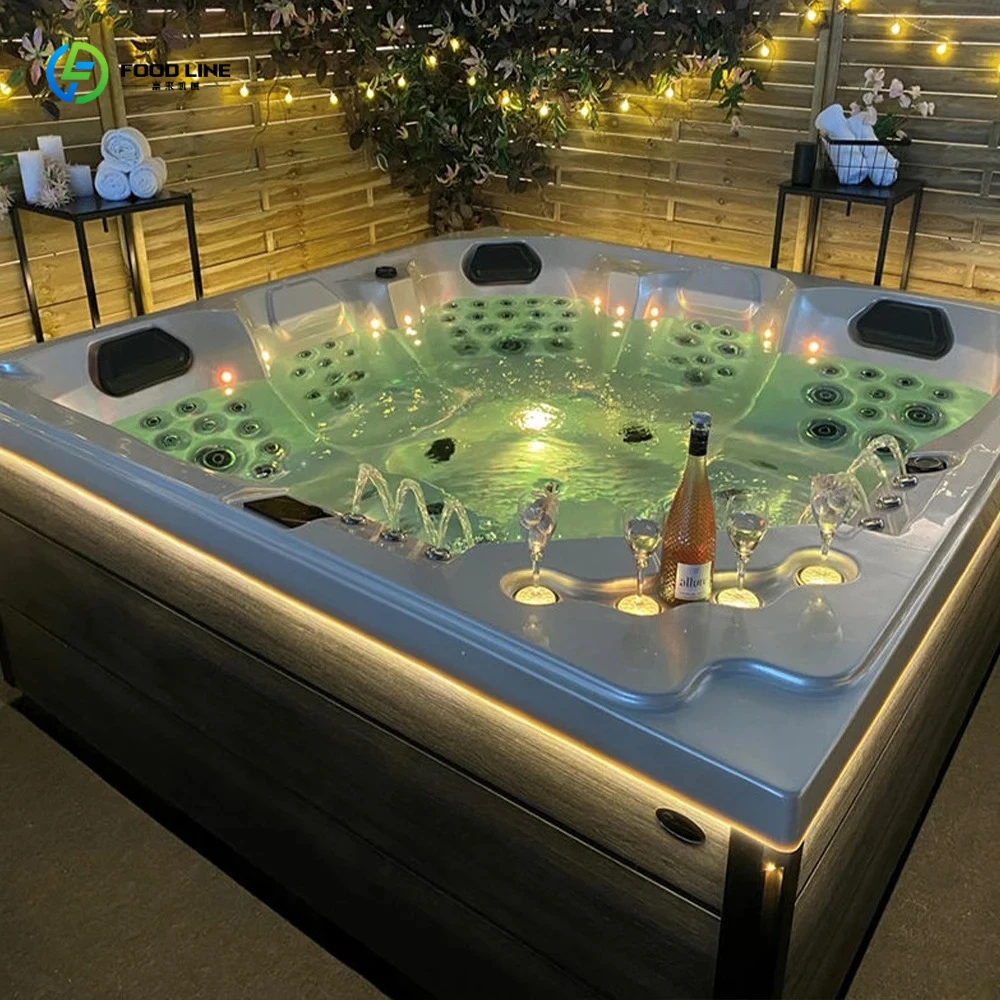 Portable Outdoor Bubble Massage Pool, 130 Jet Inflatable Hot Tub Spa, Heated Whirlpool for Camping & Deck Use