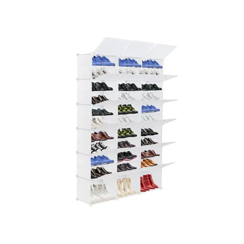 منظم رف أحذية محمول مكون من 12 طبقة مكون من 72 زوجًا، حامل خزانة تخزين قابل للتوسيع للكعب والأحذية والشباشب - أبيض