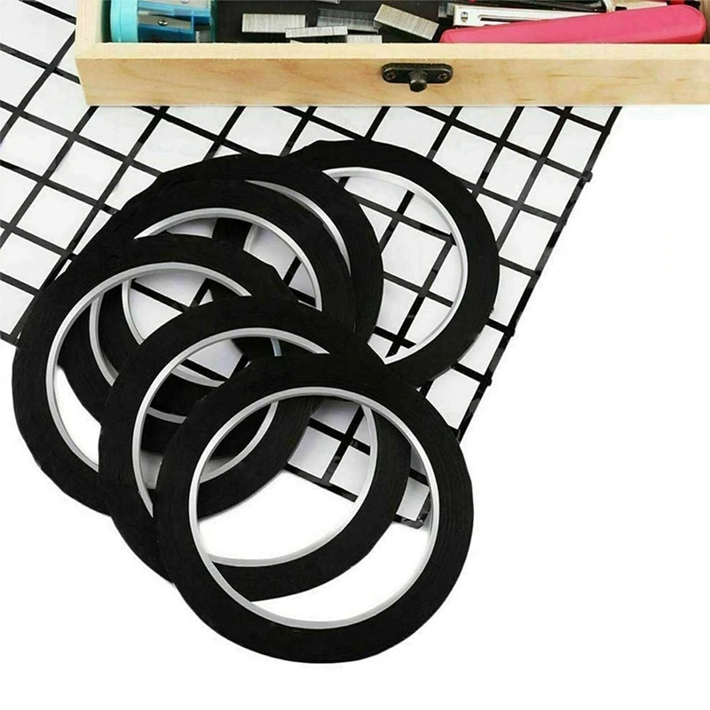 Hot TTKK Whiteboard Pinstripe Tape 12 Rolls 1/8Inch Thin White Board Dry Erase Line Gridding Tape (Black)