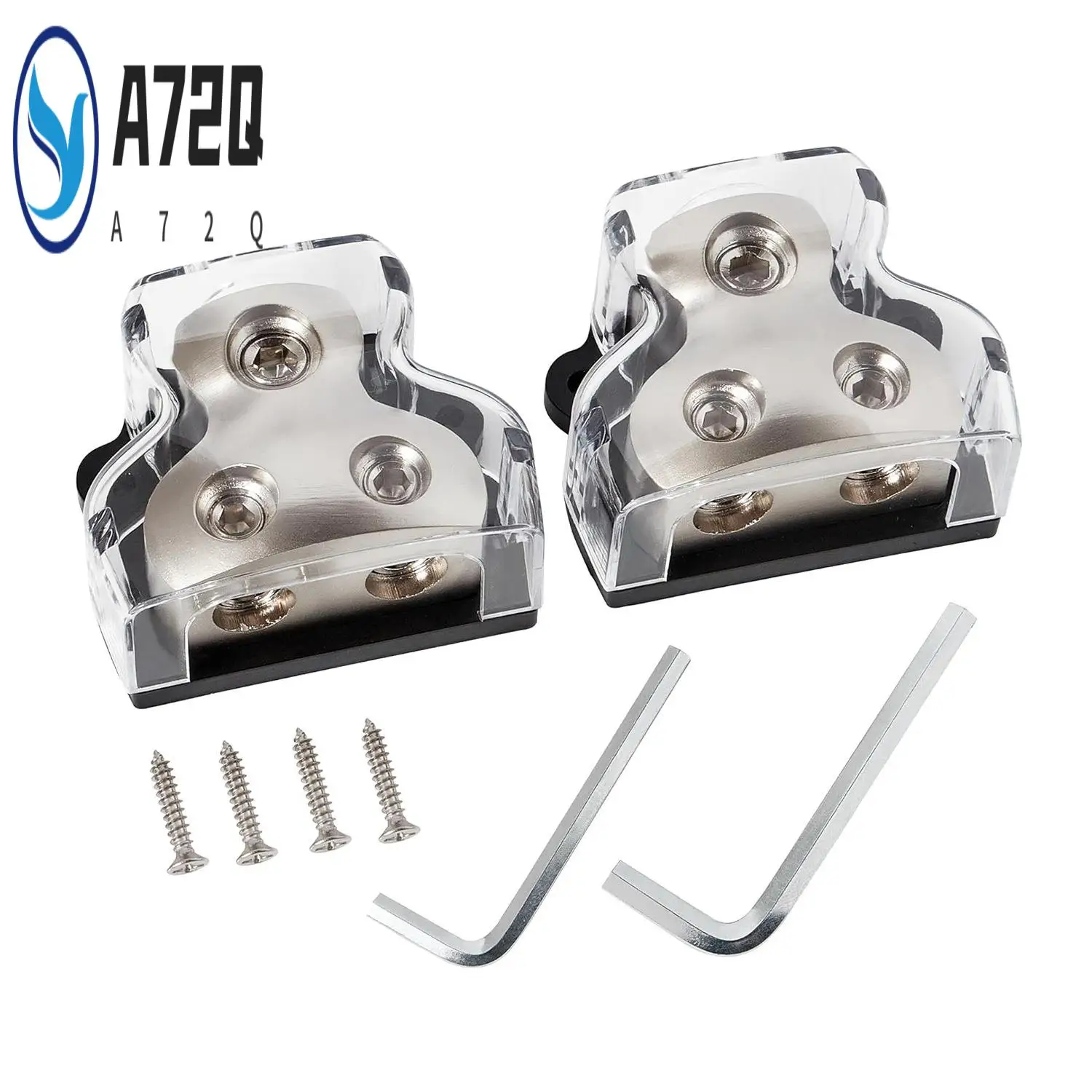 

A72Q-2PCS 2-Way Power Distribution Block, 0/2/4 Gauge In 4/8 Gauge Out Auto Car Audio Distribution Connecting Block