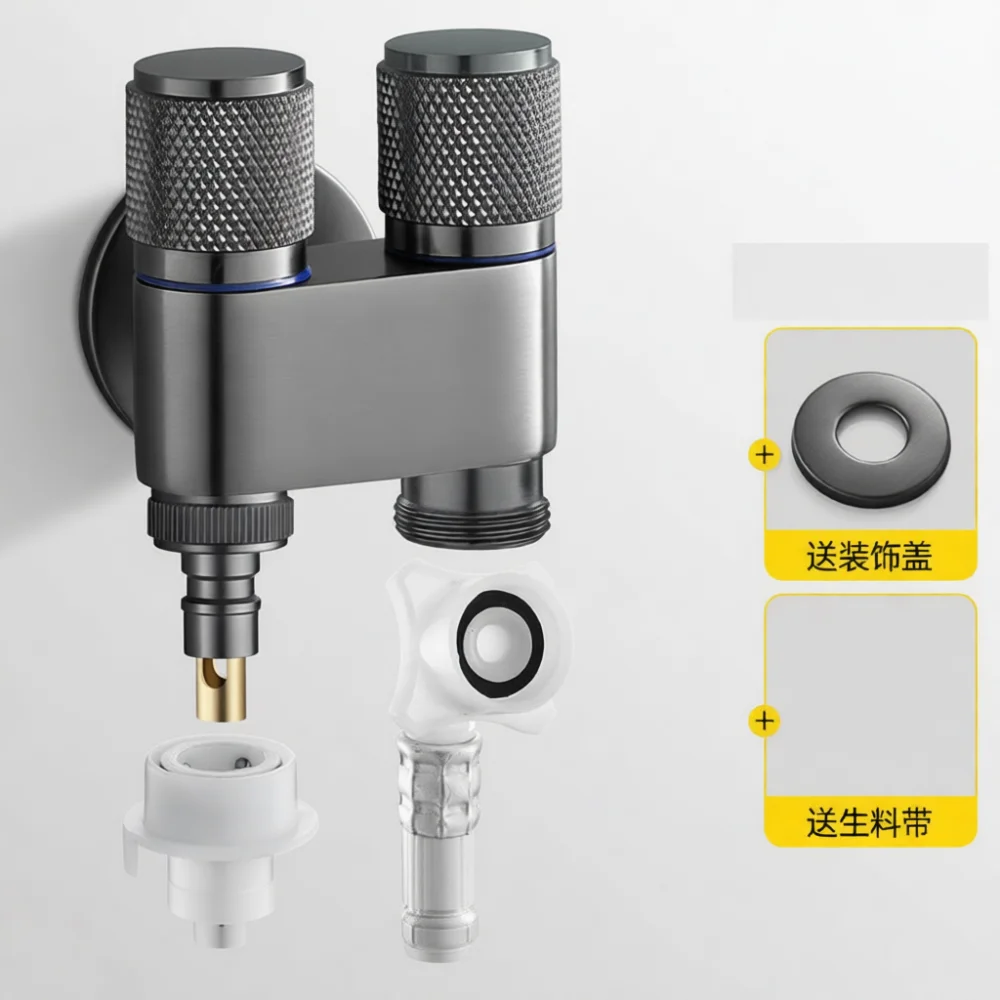 Two Way Diverter Angle Valve Dual Head Tap For Mubin Toilet Bidet Washing Machine Bathroom Faucet Pipe Adapter