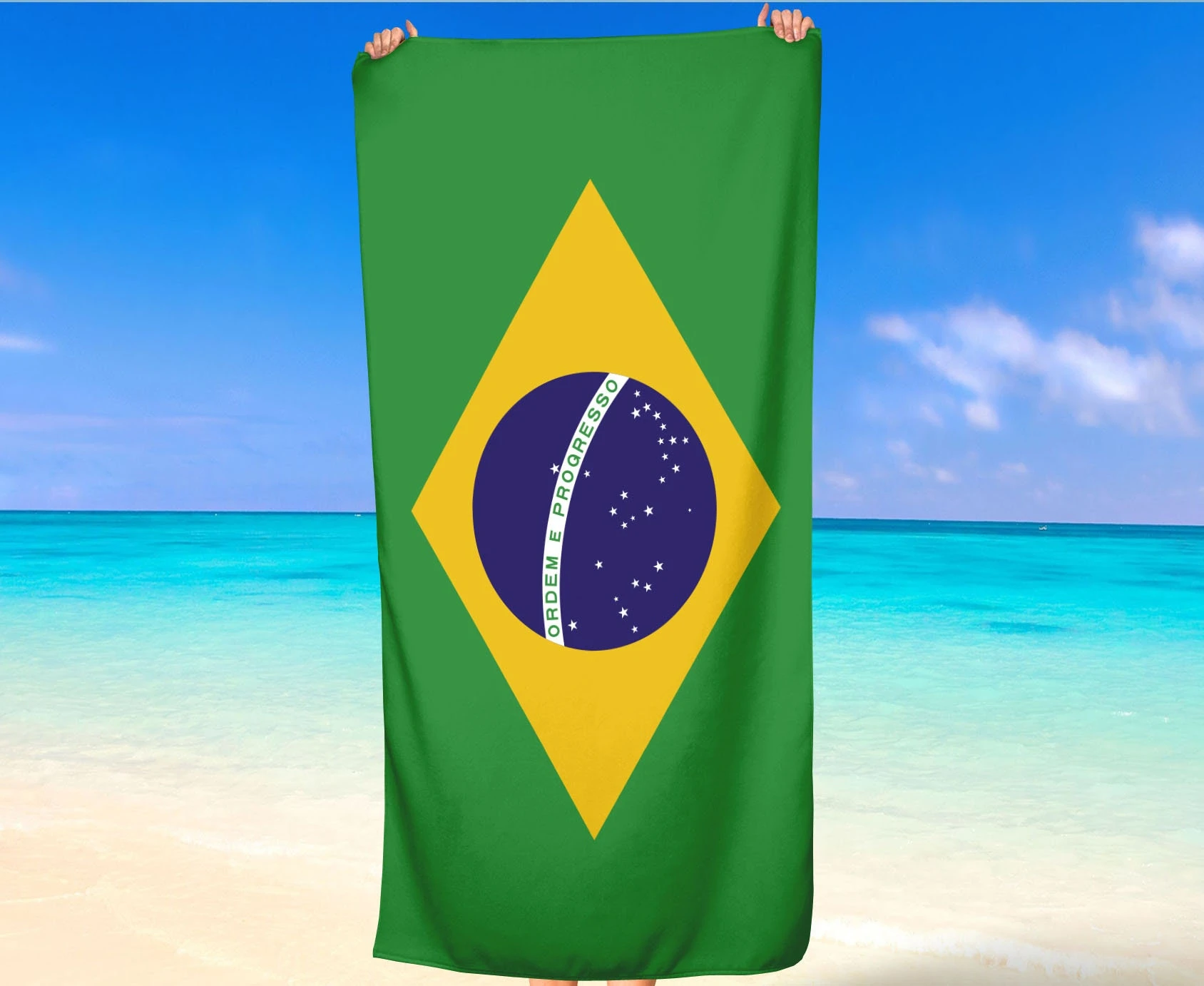 Brazil Country National Flags Coat of Arms Map Brushed Paintbrush Beach Towel Gift