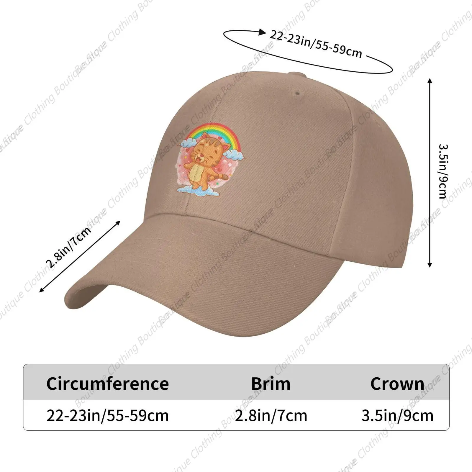 Cute Cat Flying On Clouds Baseball Cap for Men Women Classic Adjustable Golf Dad Hat Natural