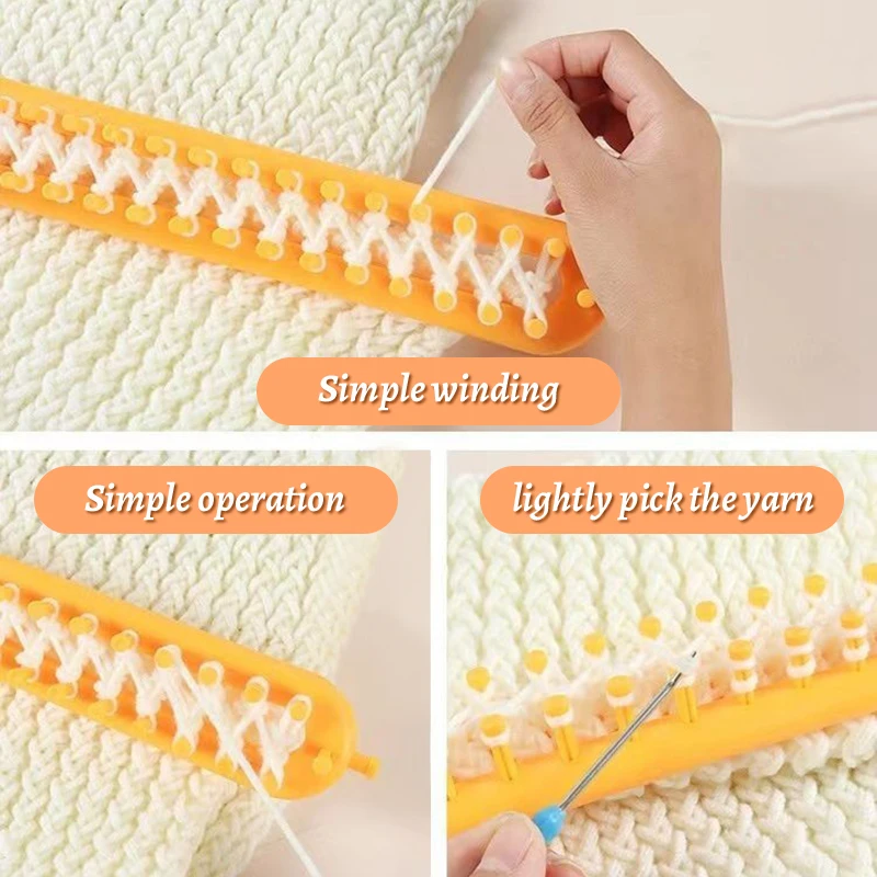 Knitting Loom DIY Craft Weaving Loom Plastic Pompom Sock Hat Shawl Stitching Tool Scarves Maker Crochet Long Handle Weaving Tool