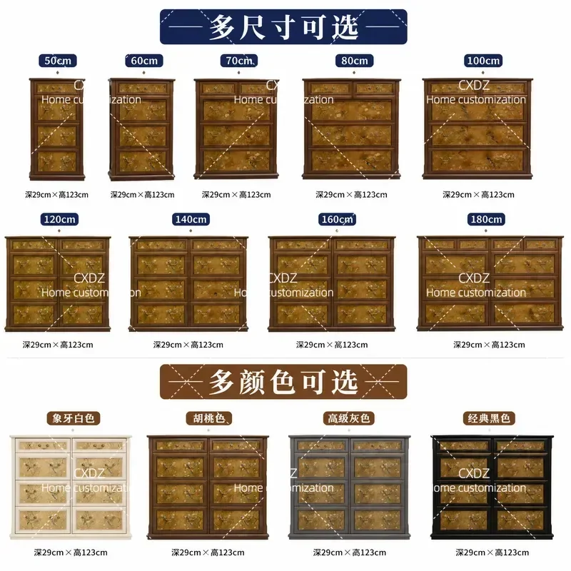 American Style 1.6m 1.8m Pure Solid Wood Tipping Bucket Shoe Cabinet Large Capacity Retro Walnut Color Painted Porch Entryway
