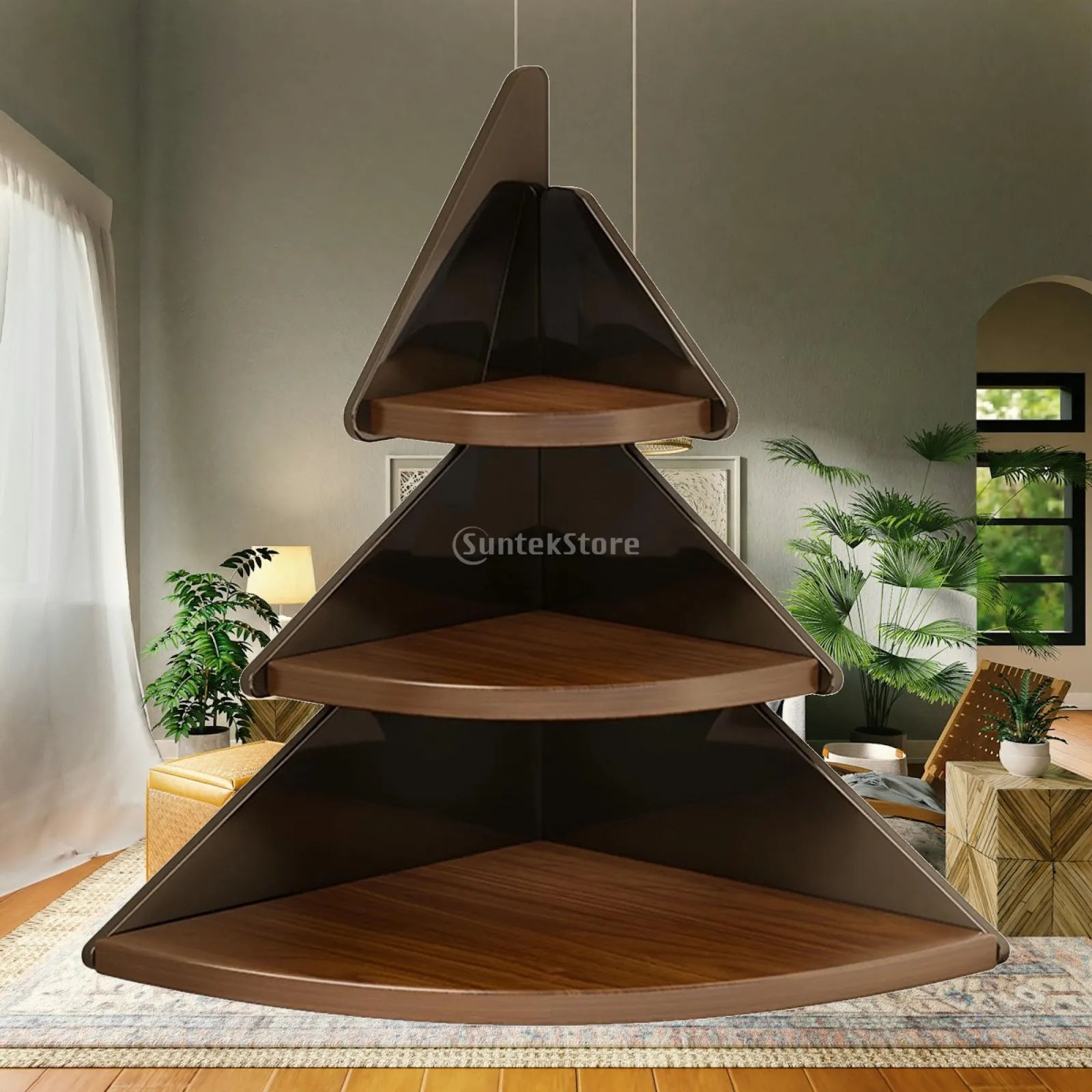Acrylic Wooden Corner Shelf Riser Shelving Cups Shower Gift Display Rack for Cosmetic Cupboard Perfume Toiletry Housewarming