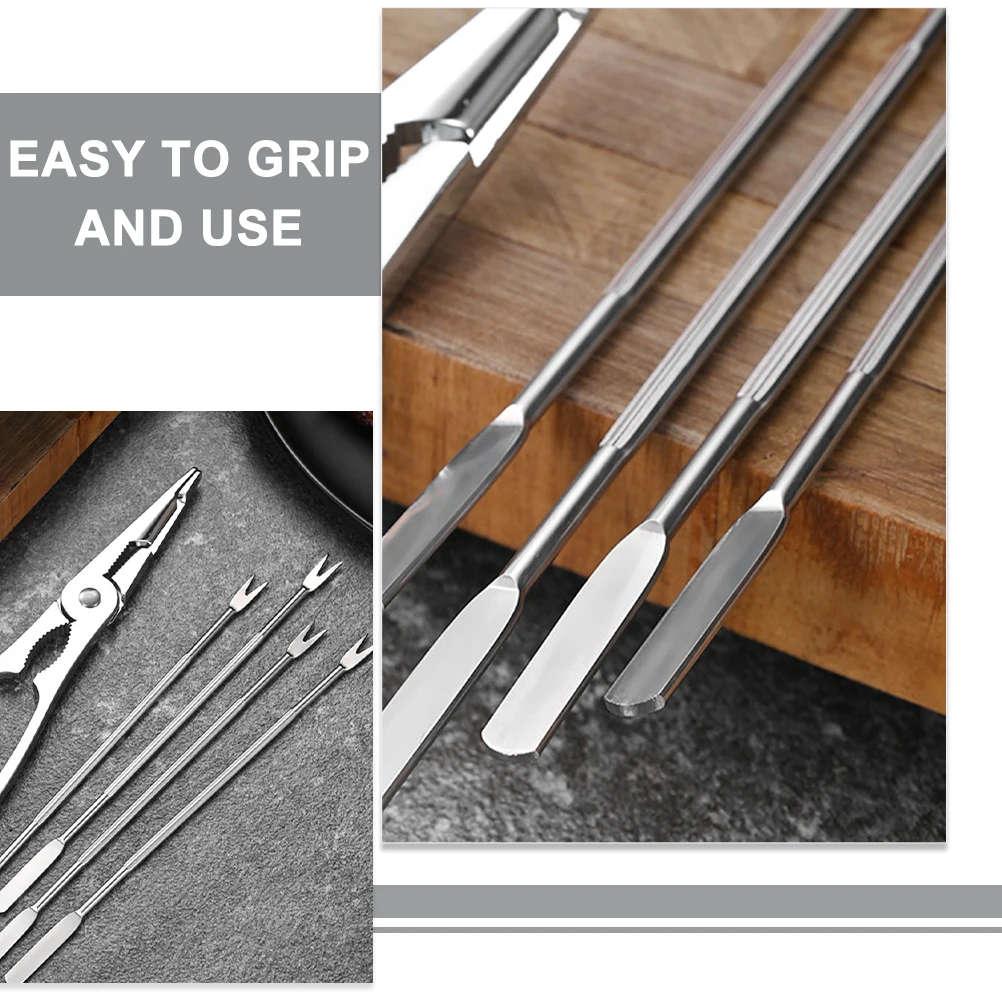

1Set Household Crab Eating Tools Stainless Steel Lobster Crackers Picks for Crab Legs Oysters Seafood Boil Party