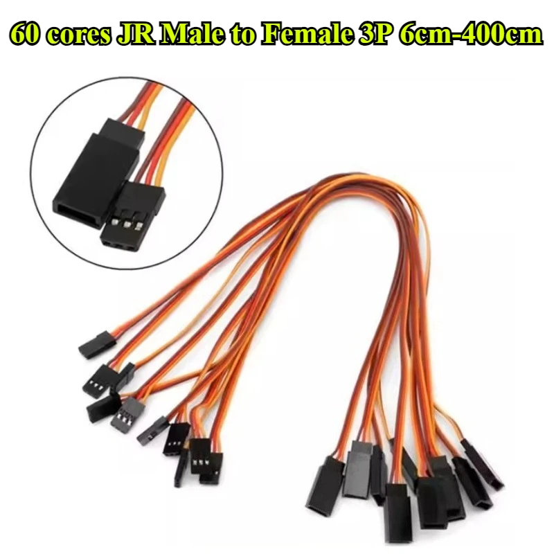 10Pcs 60 cores Servo JR Male to Female Extension Wire Cable Length 6cm/10cm/15cm/20cm/30cm/40cm/50cm/60cm/100cm/150cm/200/400cm