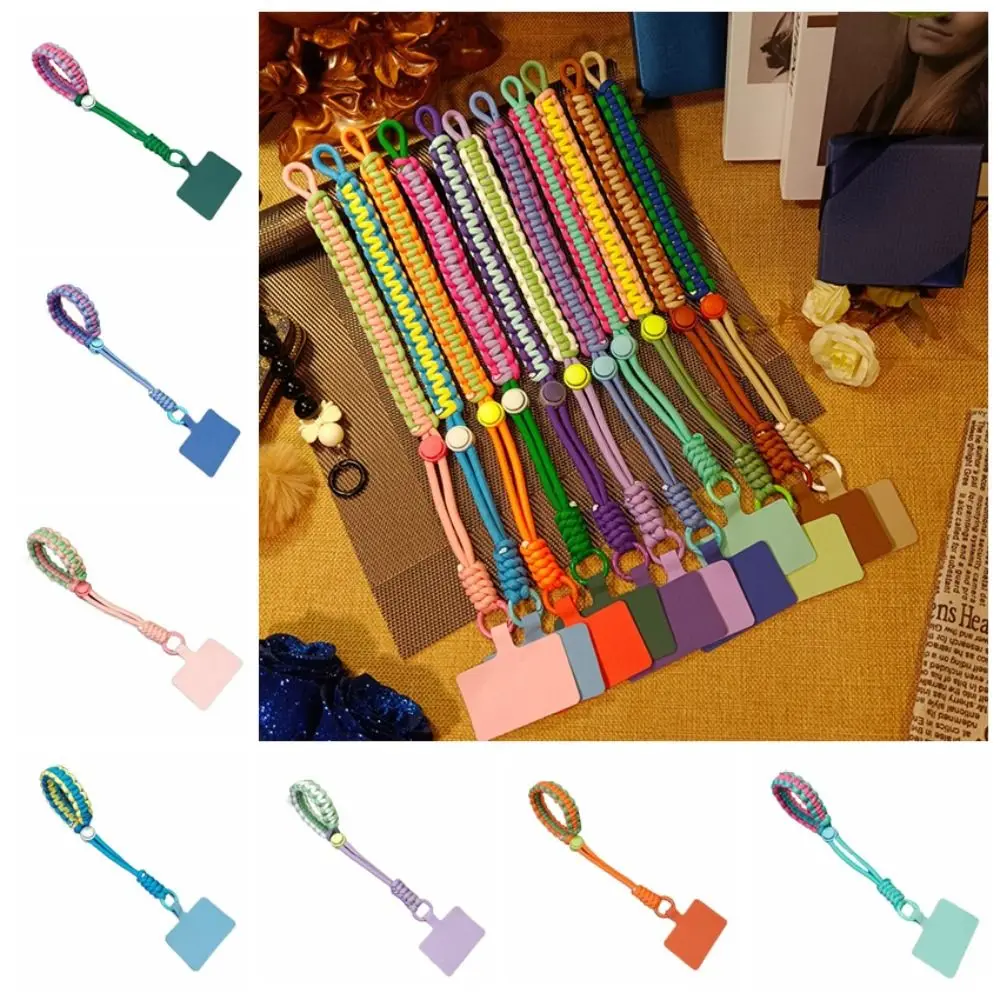 

Anti-lost Sling Braided Phone Strap Key Holder with Patch Phone Woven Lanyard Durable Colorful Woven Phone Rope