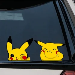 2pcs Cute Anime Sticker Funny Pikachu Car Stickers Electric Stickers Waterproof Sunscreen Laptop Trunk Sticker Wall Decals