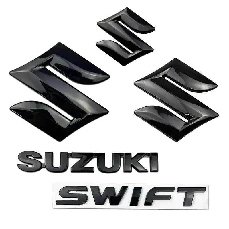 

4pcs/5pcs Metal Car Front Emblem Rear Trunk Logo Steering Wheel Sticker for SUZUKI Swift Auto Tail Letter Badge Accessories