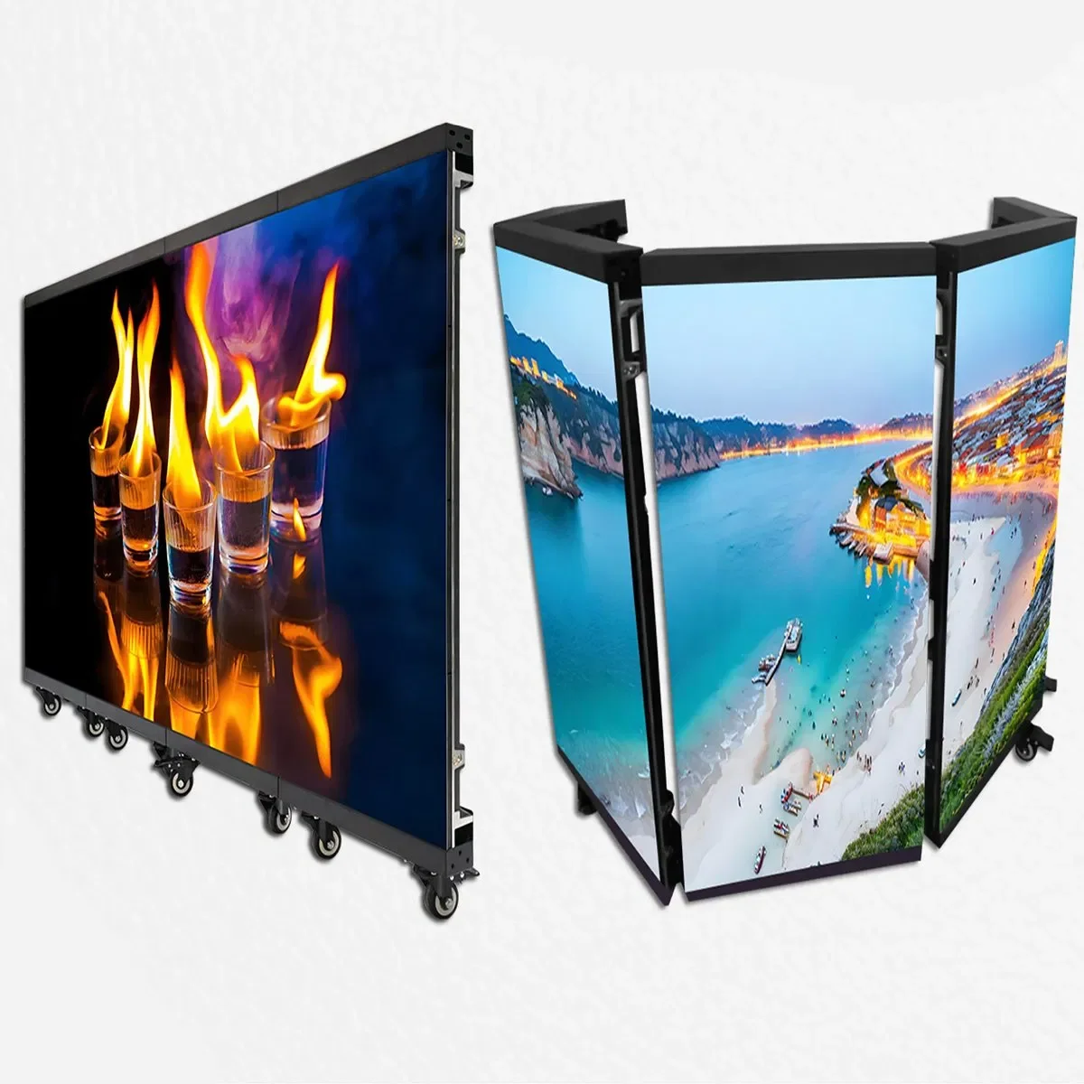 Die-Cast Aluminum Folding DJ Booth Bar Digital Table Signage Front Reception Panel LED Display Screen view 3