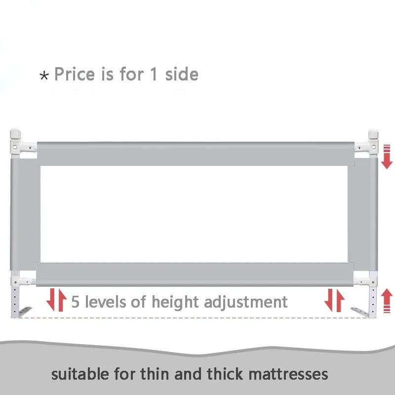 180cm 1-pcs Baby Bed Rails Safety Fence Bedrail Adjustable Height Children Rail Guard Babies Barrier for Baby Bed Guardrails