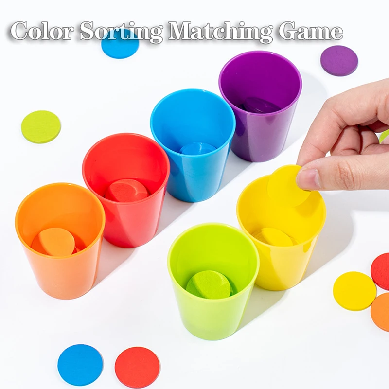 Kids Sensory Sorting Cup Montessori Toys Learning Color Number Counting Puzzle Stacking Cup Thinking Game Early Educational Toys