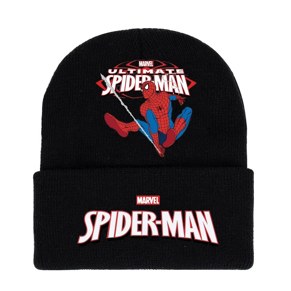 MARVEL Spider-Man Kids Cartoon Beanie Hat قبعة شتوية دافئة محبوكة من الصوف خفيفة الوزن ملابس الشارع الشهير للأولاد والبنات هدايا عيد الميلاد