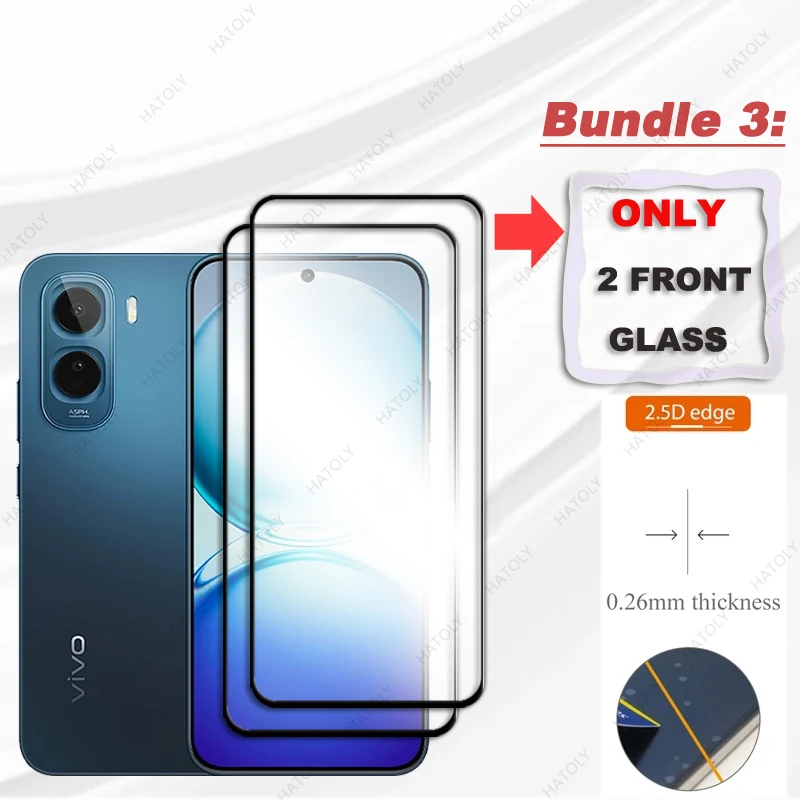 Black Edge Protective Film For Vivo Y500 4G Global Glass Screen Protector For vivo V70 Lite 4G Front Glass Camera Lens Protector
