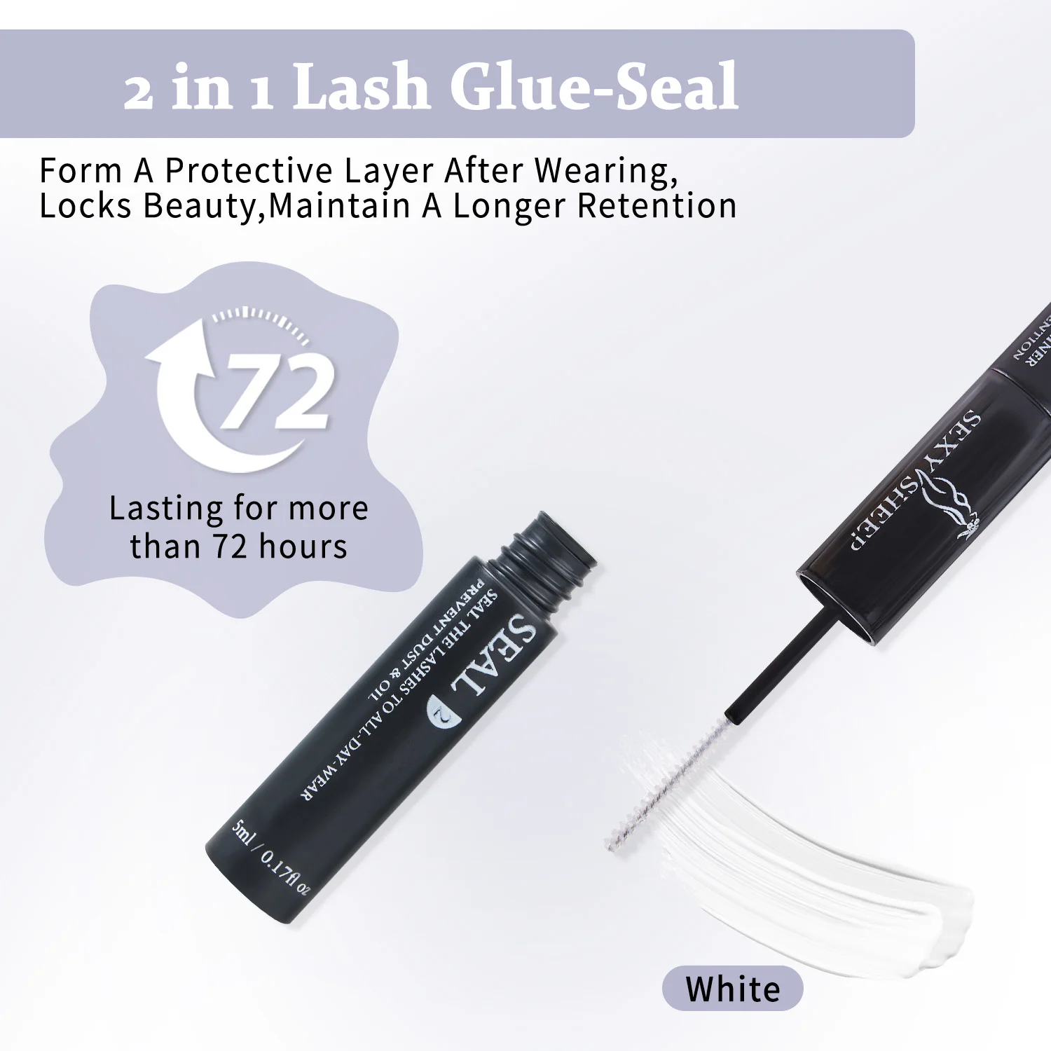 3/2/1 Stück Lash Bond and Seal Wimpernkleber für Wimpernbündel, super starker Halt, schwarzer Wimpernkleber, Make-up-Tool (5ml+5ml) – Detail 4