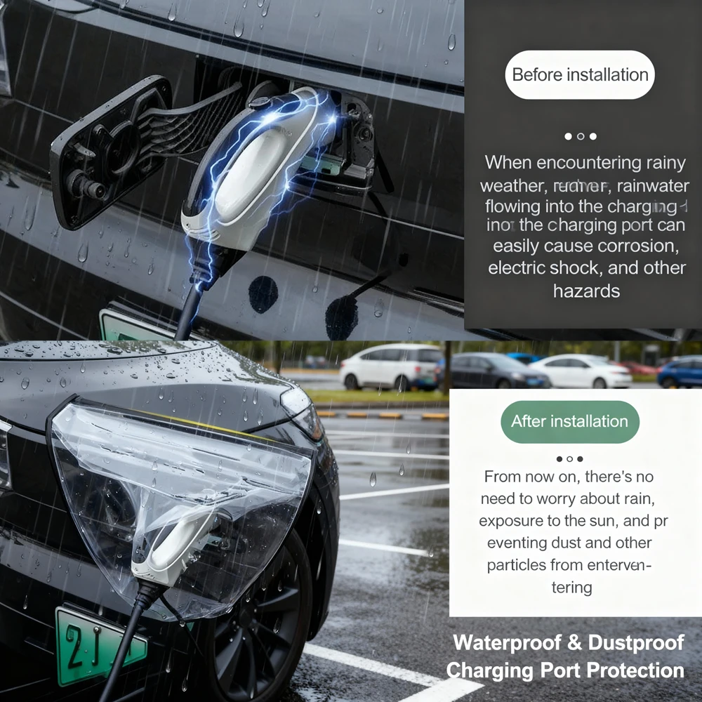 منفذ شحن مركبة الطاقة الجديدة غطاء مقاوم للماء للغبار والمطر في الهواء الطلق