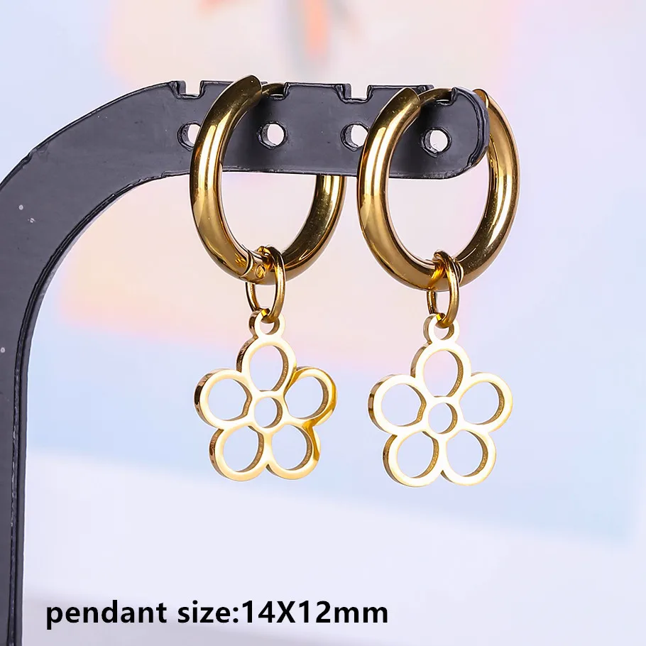 Engelskreuz Alien Anhänger Creolen Stern Schwert Bogen Edelstahl Runde Ohrringe für Damen Herren Schmuck Piercing Aretes Geschenk – Detail 9