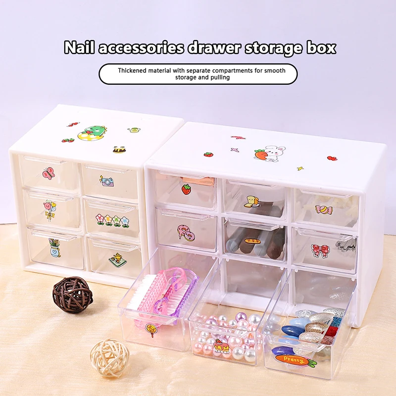 New 6/9 Grids Nail Tools Dustproof Storage Box Desktop Drawer Storage Plastic Box Jewelry Nail Polish Makeup Organizer