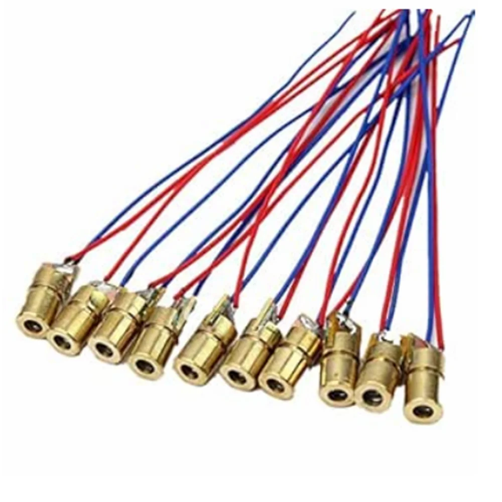 

10 шт. мини-лазерный точечный диодный модуль, красный 650 нм, 6 мм, 5 В, 5 МВт, диодные лазеры