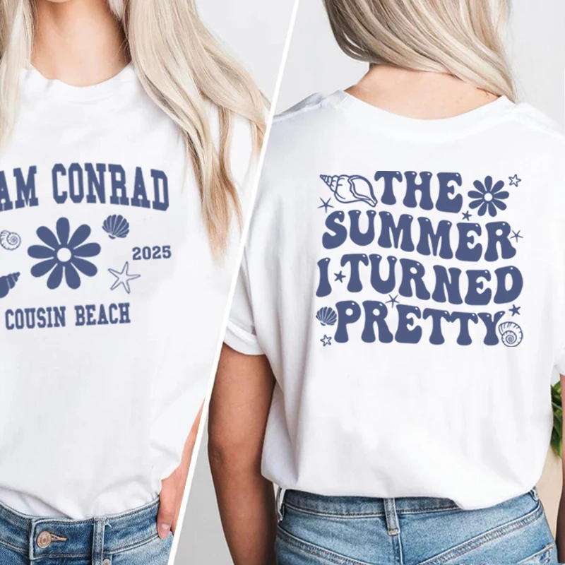 

Летняя футболка «I Turned Pretty» Conrad Team Jeremiah Футболка Cousins Пляжная футболка Хлопковые футболки с короткими рукавами и круглым вырезом Y2k