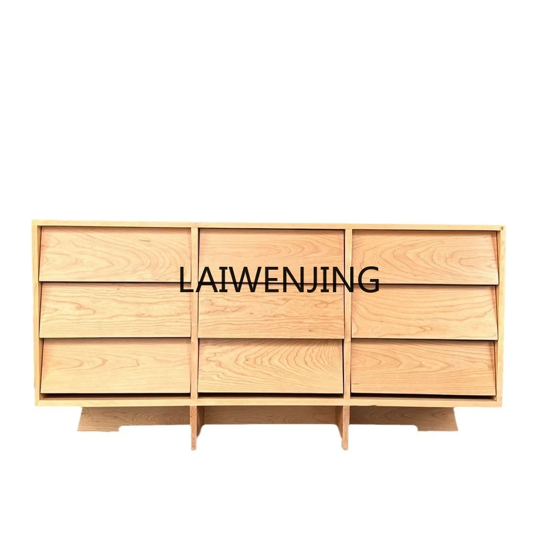 MJY wabi-sandy wind solid wood nine-bucket cabinet tonality retro ash wood medium and ancient style locker