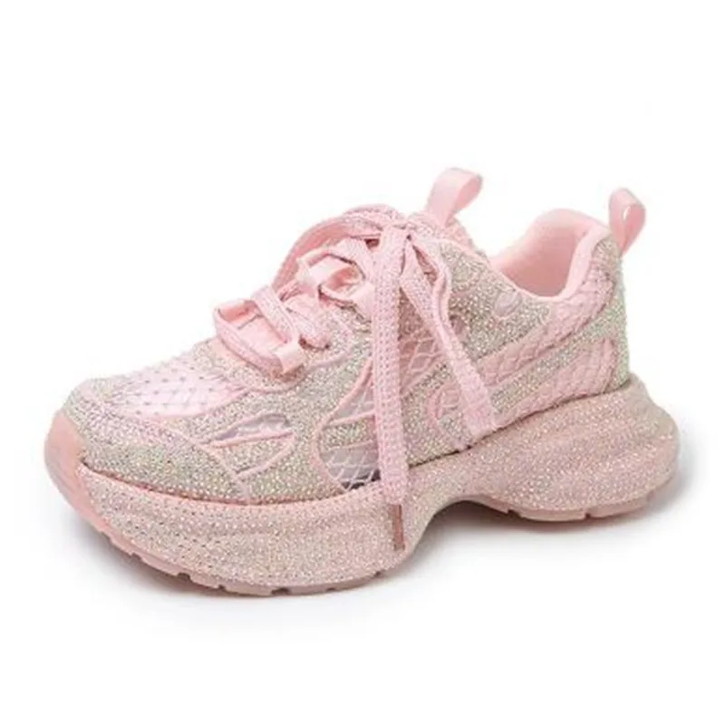 

Роскошная модная женская повседневная обувь, кроссовки для папы со звездным небом и бриллиантами, спортивная обувь для отдыха на толстой подошве, кроссовки из сетчатого материала