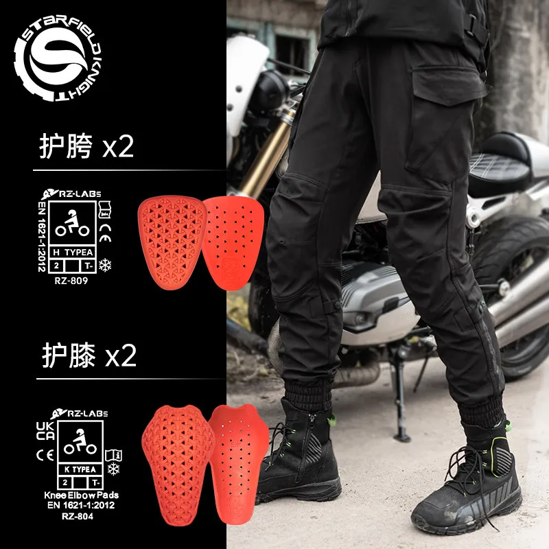 

SFK Black Motorcycle Riding Trousers Splash-proof Men's Pants Spring&Summer Breathable With CE Protective Equipment Accessories