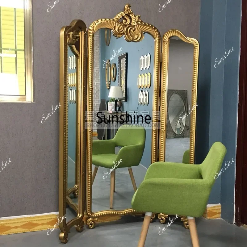 Bedroom carved full body bathroom floor against the wall large mirror customizationTJ