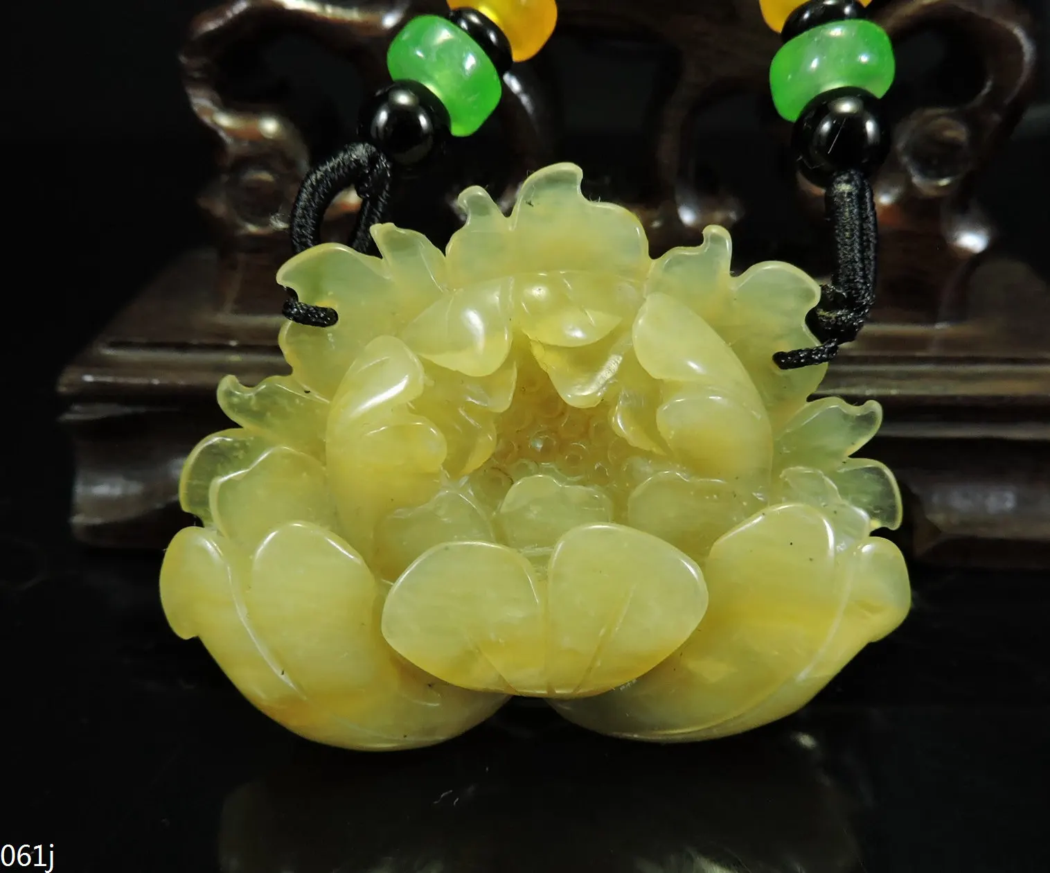 Jade Jewelry Natural Jade Pendant Necklace Hand-Carved peony flower Jadeite Necklace Pendant Gift No Treatment 061j